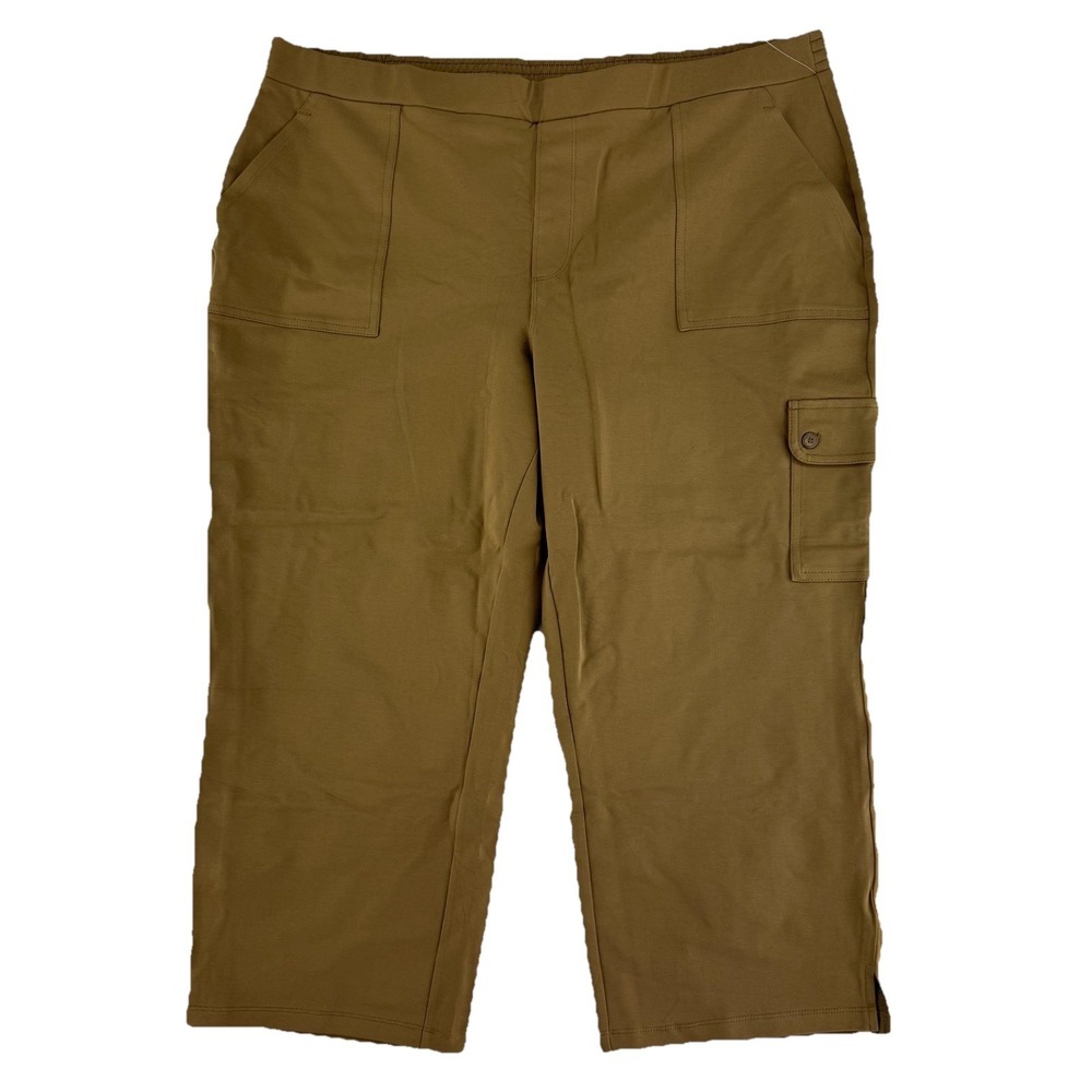 Susan Graver Weekend Premium Stretch Pull On Crop Pants XL Tan